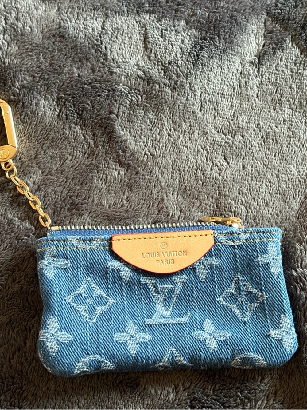 Blue Denim Monogram Key Pouch